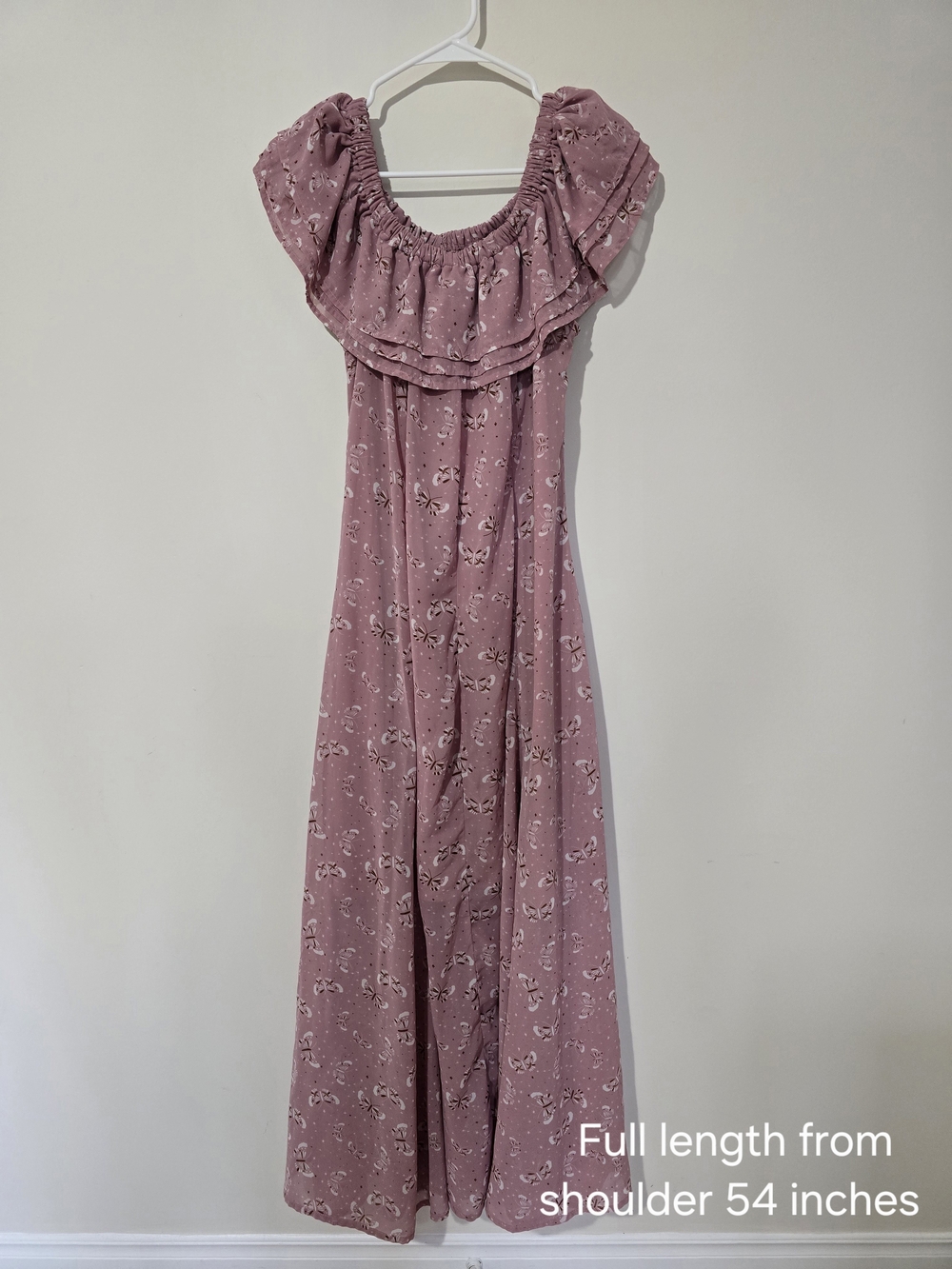 Dusty Rose Floral Off-Shoulder Maxi Dress